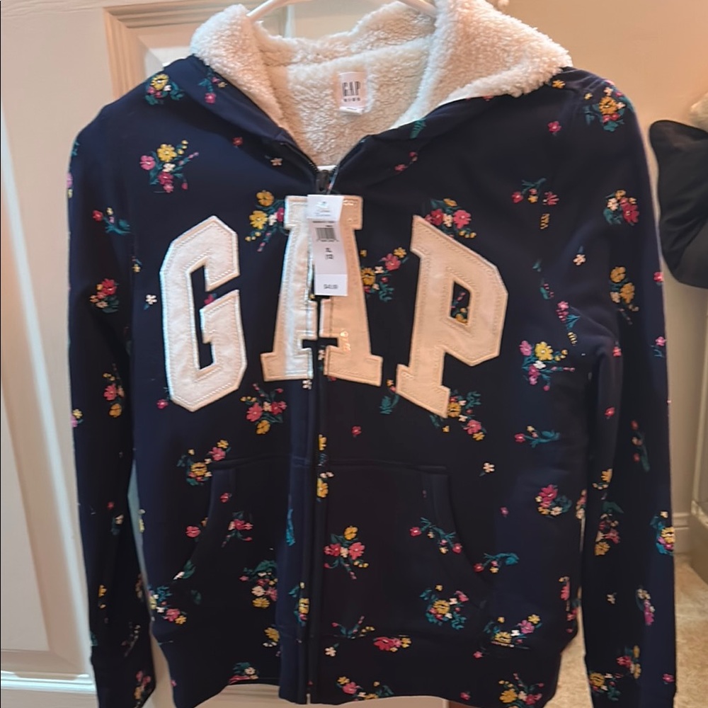 GAP Blue Floral Hoodie Jacket
